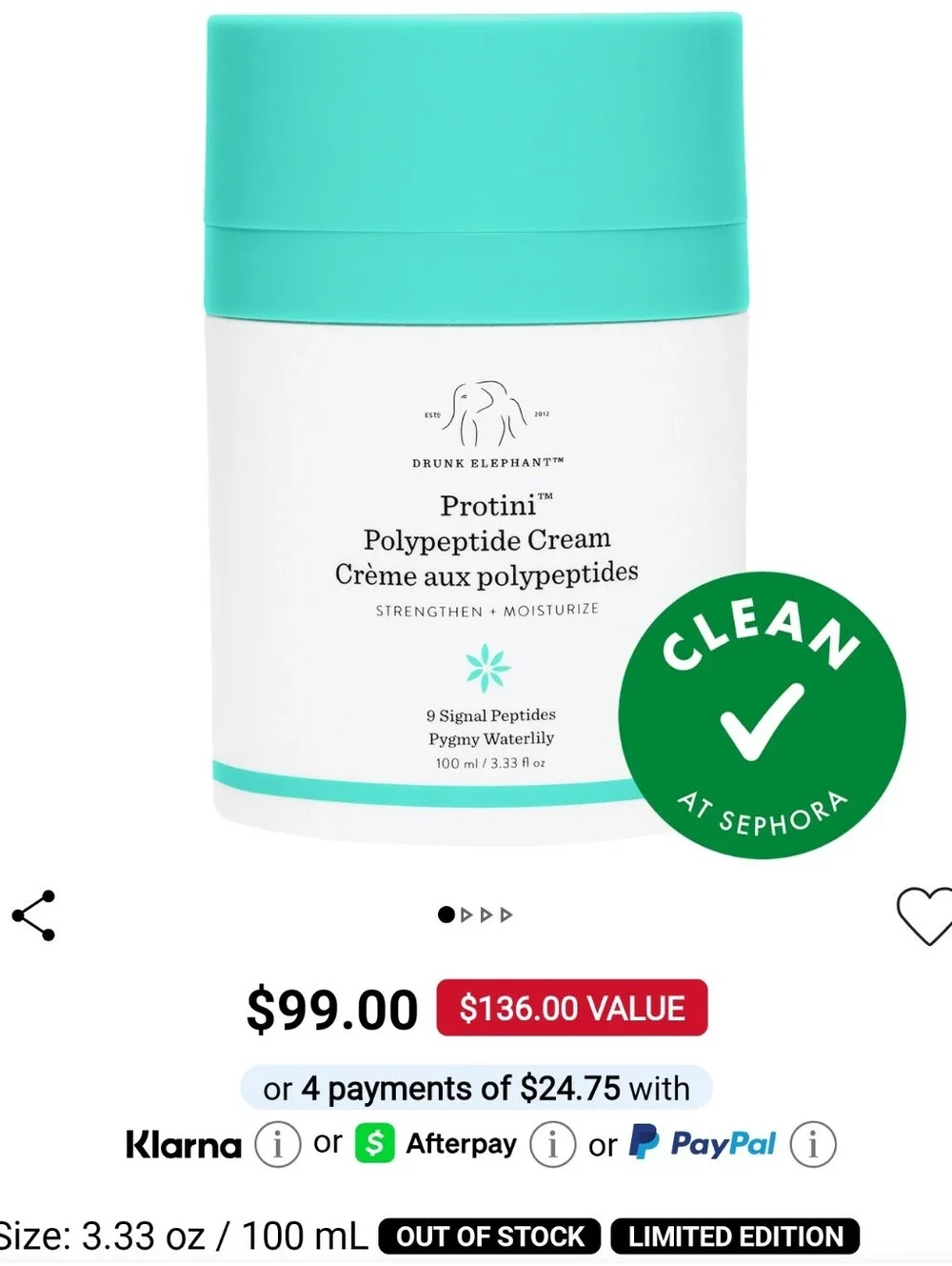 Drunk Elephant Protini™ Polypeptide Cream - 100ml